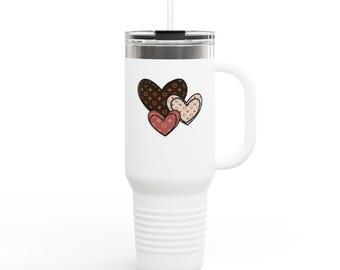 Taza de viaje isotérmica con estampado bohemio de corazones de Louis Vuitton / 1,18 litros