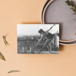 Brigitte Bardot Rooftop Ballet Dance | Horizontal Black and White Photograph image 6