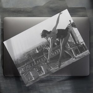 Brigitte Bardot Rooftop Ballet Dance | Horizontal Black and White Photograph image 9