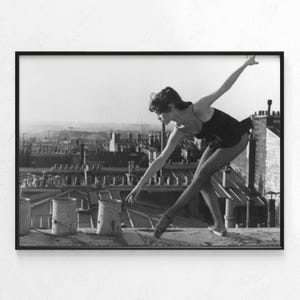 Brigitte Bardot Rooftop Ballet Dance | Horizontal Black and White Photograph image 1