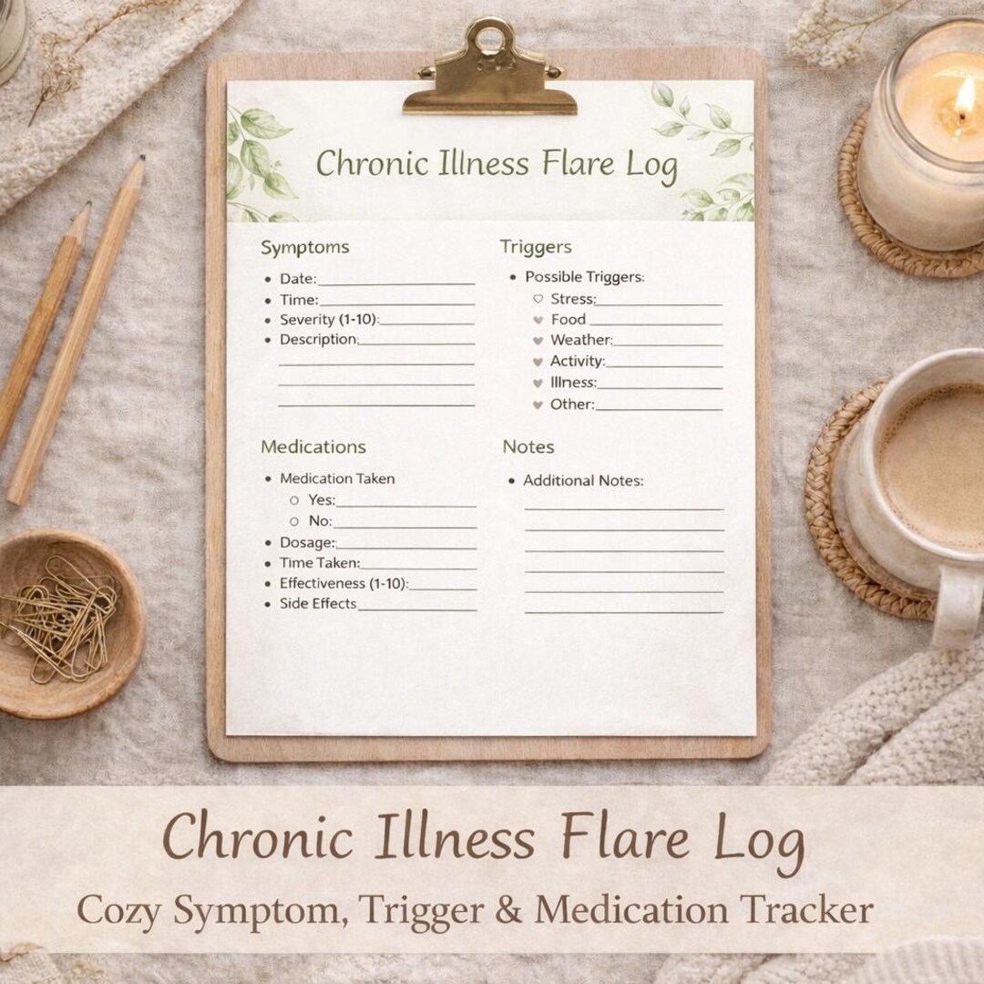 Flared Log Chronic Illness Flare Log | Symptom/trigger Tracker | Printable Health ...