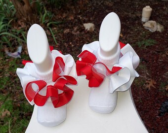 White and Red Ruffle Socks.