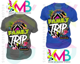 Camiseta de viaje familiar a Busch Gardens, diseño de montaña rusa en un parque temático (descarga PNG)