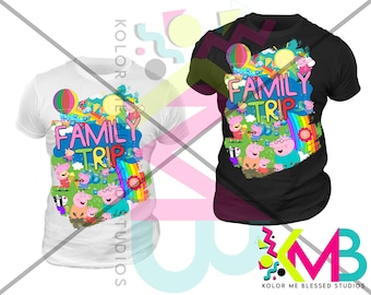 Diseño de camiseta de vacaciones familiares de Pepa Pig • Viaje a juego PNG (descarga digital)