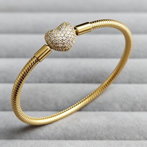 Caimeytie Bracciale Donna A Forma Di Cuore Con Zirconi - Cristalli Scintillanti, Regalo Elegante In Rame, Con Confezione Regalo, Per San Valentino, Compleanno, Anniversario