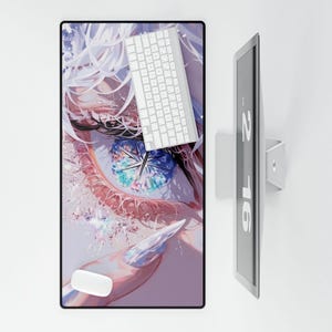 Anime Fantasy Desk Mat | Ethereal Anime Eye Desk Pad | Celestial Aesthetic Desk Mat | Crystal Anime Gaming Mouse Pad