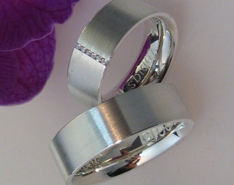 Wedding Rings Clear Line Silver Diamonds