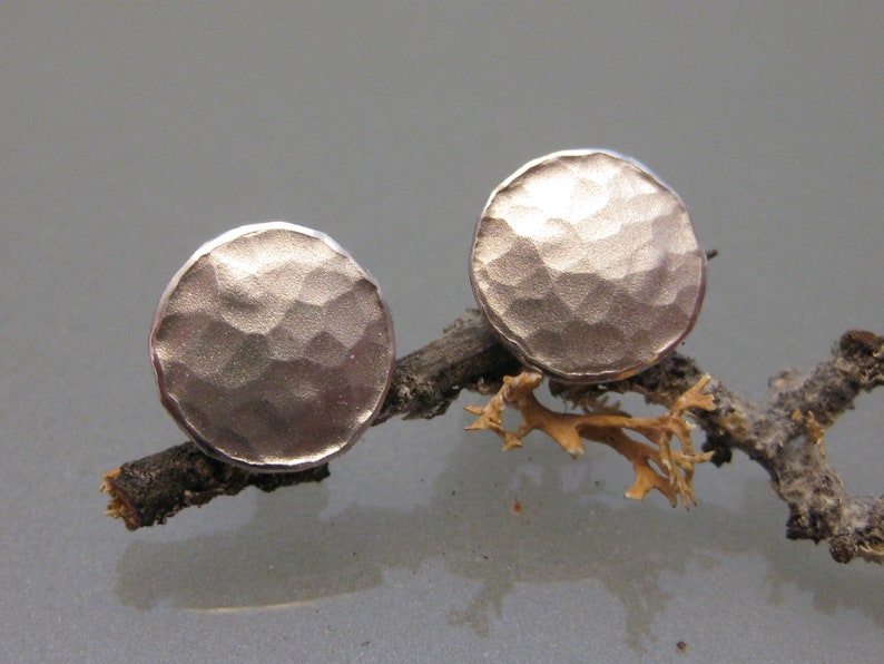 Earrings Earring silver round matt hammered image 3