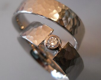 Wedding rings sterlingsilver diamond matted