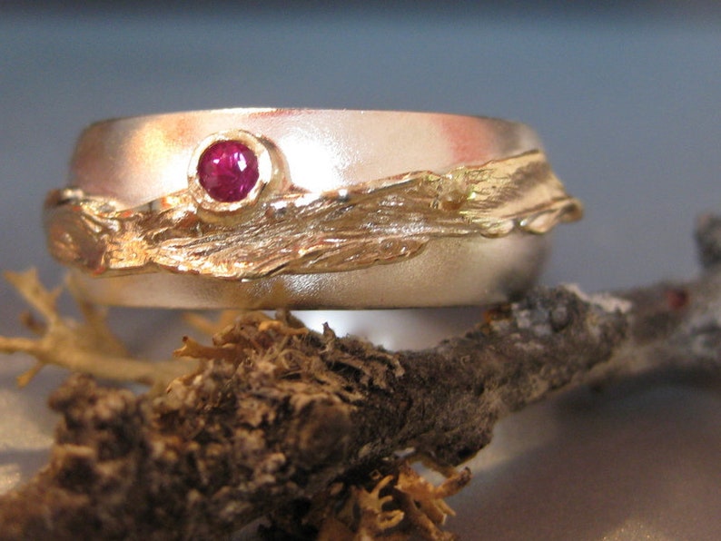 Ring Gold and Silver, Ruby image 1