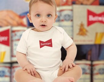Mono infantil con logo de Buttwiper / Mono de bebé con parodia divertida de cerveza