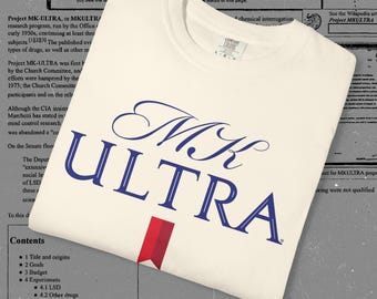 Camiseta MK Ultra / Camiseta con parodia de cerveza vintage / Gráfico de conspiración / Ropa de calle de control mental