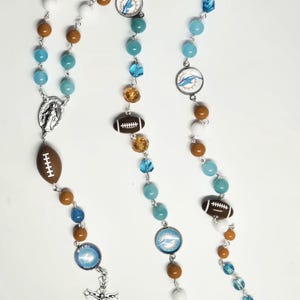 Football Rosary Sports Fan Catholic Gift Miami Dolphins