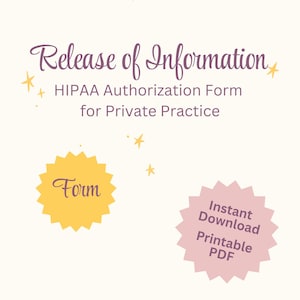 Release of Information (ROI) Form | HIPAA Authorization to Share PHI | Therapy Consent Form