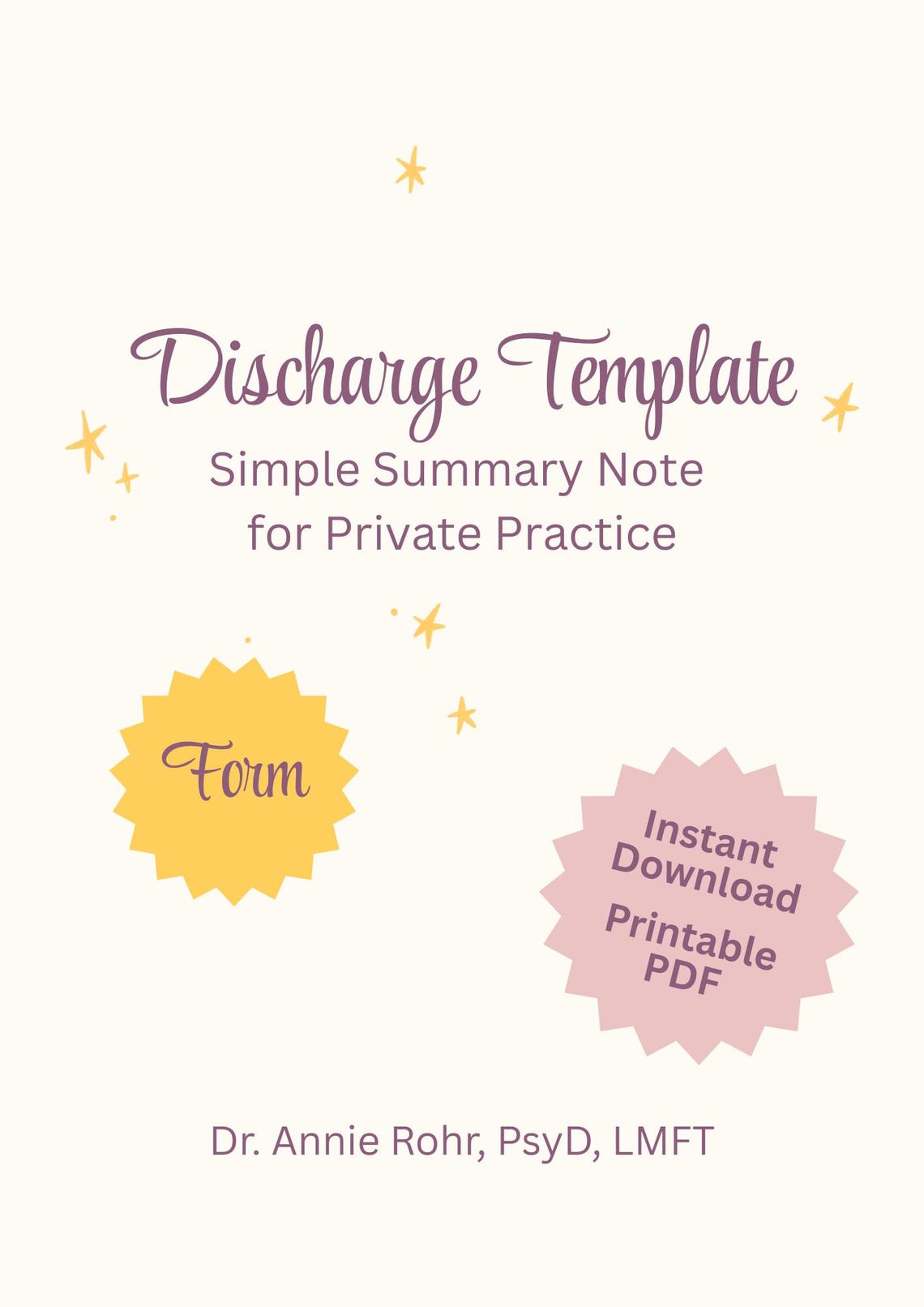 Discharge Summary Template for Therapists | Simple One-page Discharge ...