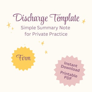 Discharge Summary Template for Therapists | Simple One-Page Discharge Note | Private Practice PDF