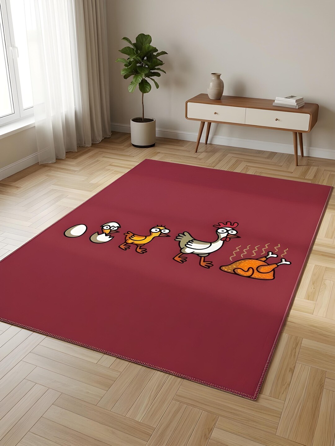 Funny Chicken Evolution Rug | Cartoon Egg to Roast Chicken Kitchen ...