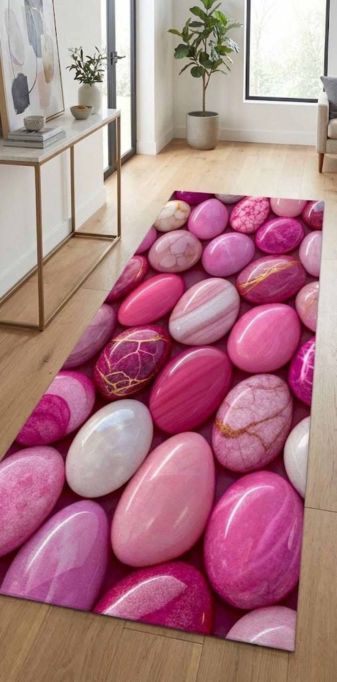 Gemstone Rug Pink Agate Stone Runner Rug, 3D Gemstone Hallway Floor Mat - Etsy