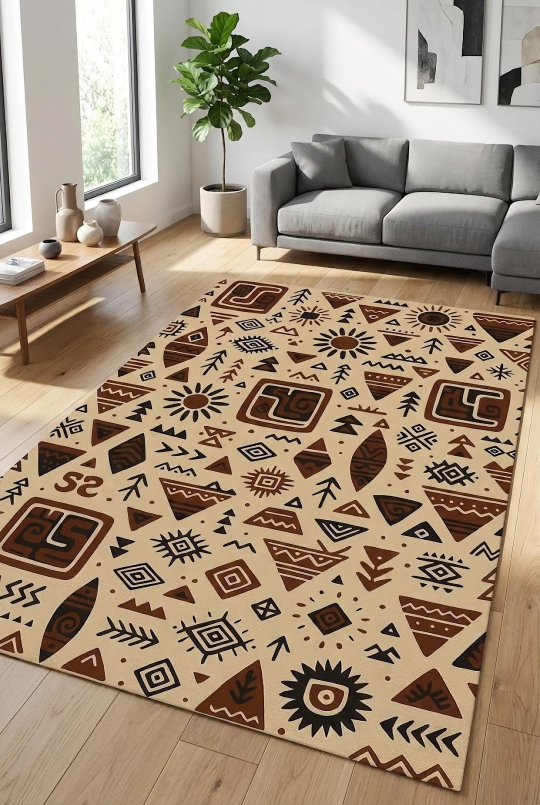African Game Rugs Tribal Area Rug, African Inspired, Washable Non-slip Carpet - Etsy