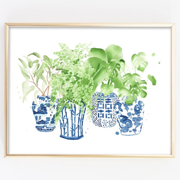 Ginger Jars Collection No. 2 Blue and White Chinoiserie Wall Art Print