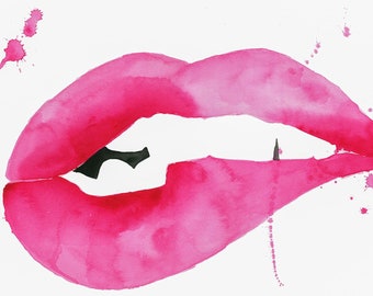 Stella Watercolor Lips Print: Fashion Illustration Wall Art
