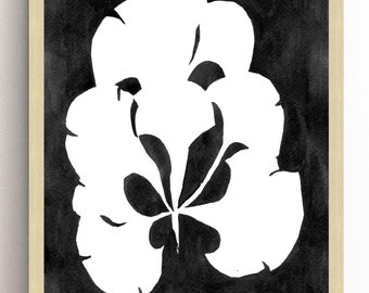 Sea Fan Art Print: Minimalist Black and White Coastal Decor
