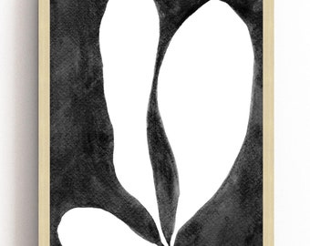 Pressed Seaweed no. 1 Art Print Black and White Giclee painting minimal leaves
