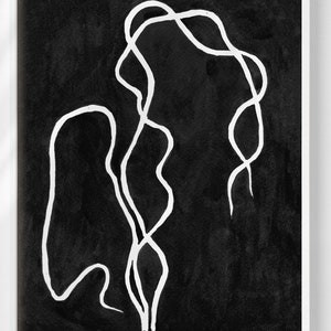 Pressed Seaweed no. 4 Art Print Black and White Giclee painting minimal leaves