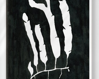 Pressed Seaweed no. 6 Art Print Black and White Giclee painting minimal leaves
