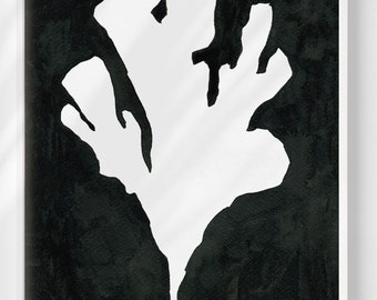 Minimalist Seaweed Art Print: Black and White Coral Illustration