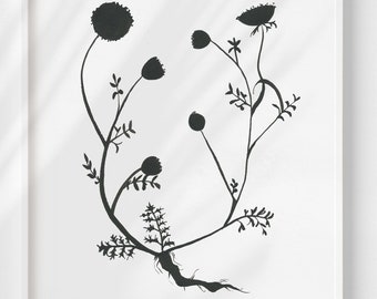 Dandelion Silhouette Art Print – Minimalist Botanical Wall Decor
