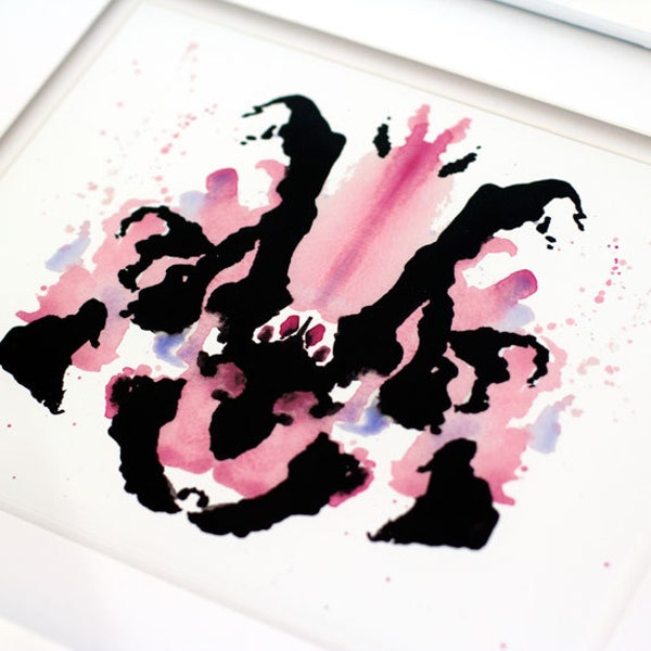 8 x 10 Rorschach Ink Blot Watercolor Giclee Print 'Ingénue'