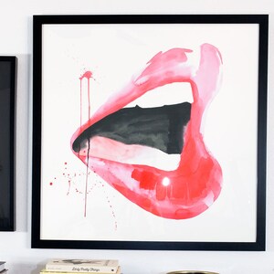 Ruby LIMITED EDITION Watercolor Lips Print Pink Lips Splatter Painting Sexy Wall Decor Fashion Illustration Modern Pop Art Minimalist Girls