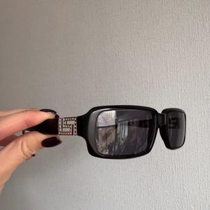 ICONIC Versace Sunglasses Medusa Case, Vintage Versace Greek Key Sunglasses, Y2K Designer Sunglasses Black image 3