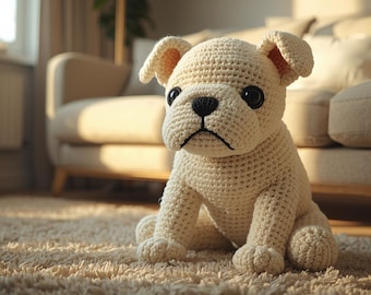 Patrón de crochet de bulldog realista (PDF) / Peluche de perro amigurumi (Descarga digital)
