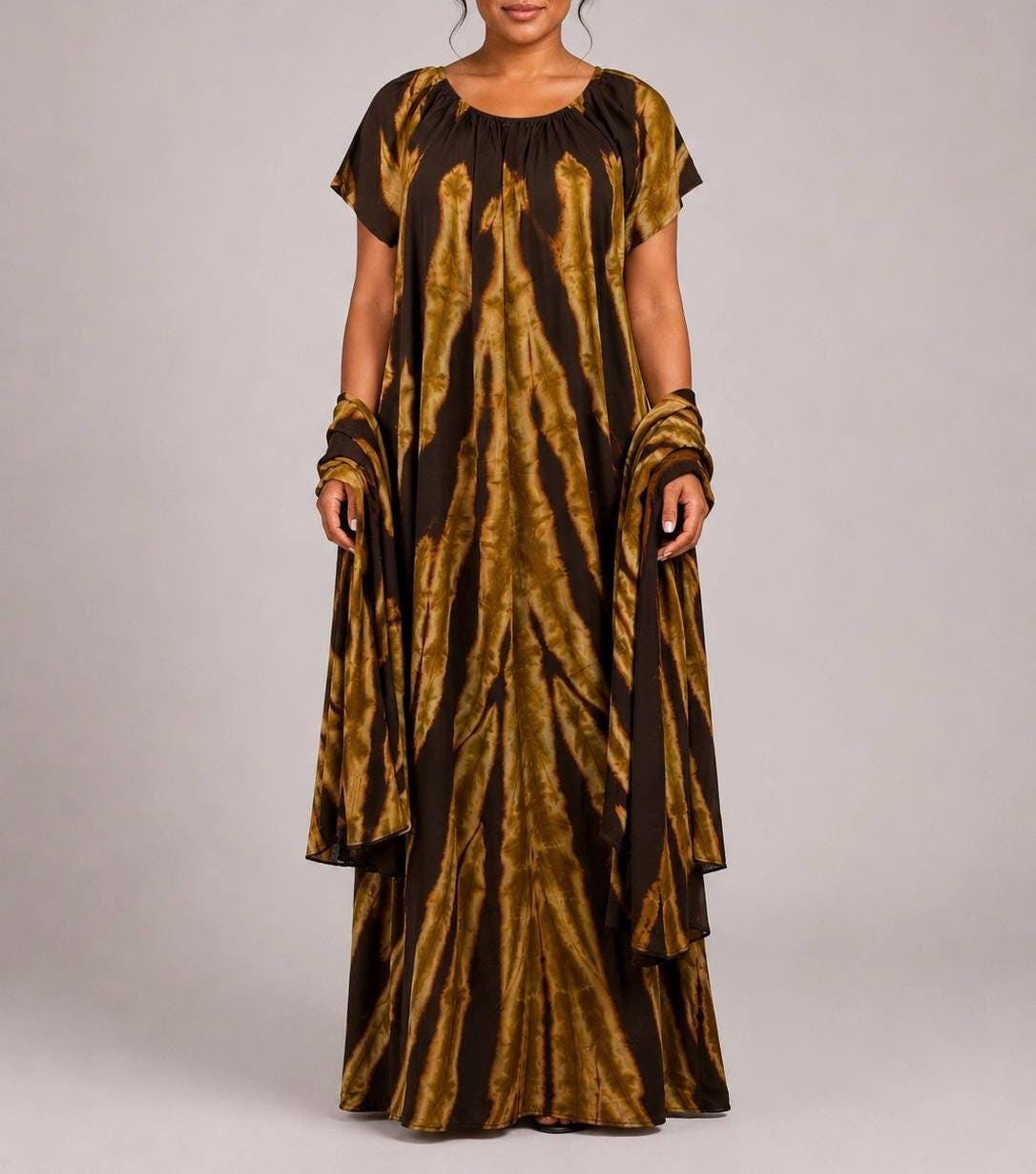 Brown Tie Dye Dress