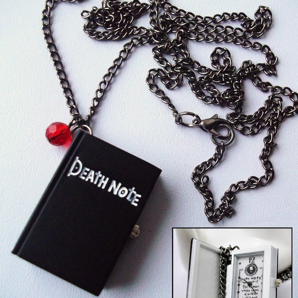 Death Note Pocket Watch Long Necklace With Ruby Red Apple Crystal Detail