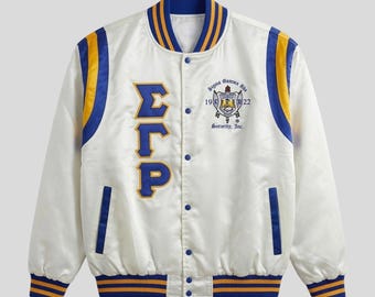 Sigma Gamma Rho Cream Satin Bomber Jacket
