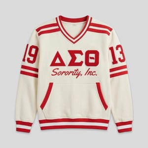 Delta Sigma Theta Embroidered Vintage 90's Style Sweatshirt Cream