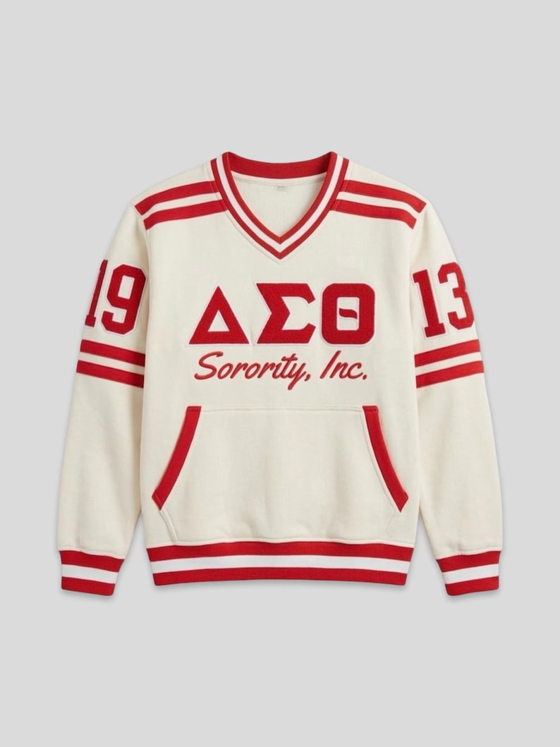 Delta Sigma Theta Embroidered Vintage 90's Style Sweatshirt Cream