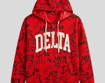 Delta Sigma Theta All Over Print Hoodie Red