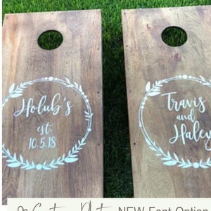Wedding Cornhole Decals Rustic Wedding Decor Personalized Wedding Wreath Decals for Corn Hole Game New
