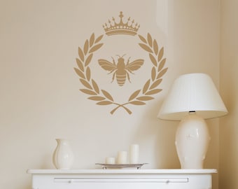 Laurel Wreath Crown Decal | French Country Decor | Napoleonic Bee Decal | French Wall Decal
