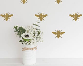 Bee Decor for Home | Gold Bee Decal | Bee Wall Decal Set | Bee Stickers