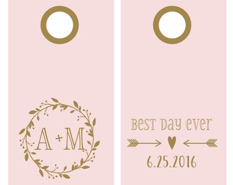 Custom Wedding Vinyl Decal Set for Cornhole | Best Day Ever Wedding | Corn Hole Decals for Wedding | Outdoor Wedding Decor