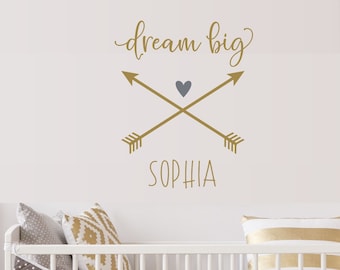 Dream Big | Dream Big Little One Wall Decal | Personalized Name Decal | Girl Nursery Decor