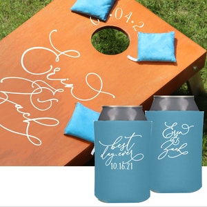 Personalized Wedding Can Coolers Fancy Bride and Groom Can Coolers Wedding Can Covers Bild 1