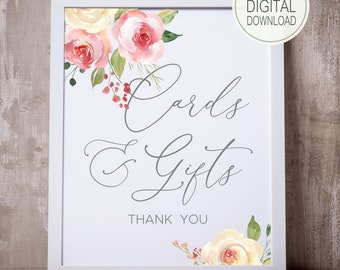 Floral Cards and Gifts Sign | Wedding Signs | DIY PRINTABLE | Instant Download