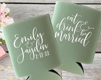 Wedding Can Coolers | Eat Drink and be Married | Wedding Can Coolies | Save the Date Props | Save the Date Wedding Invites