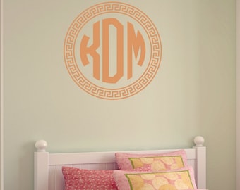 Block Monogram Wall Decal |  Monogram for Girls | Circle Monogram Nursery Decor | Dorm Room Decor